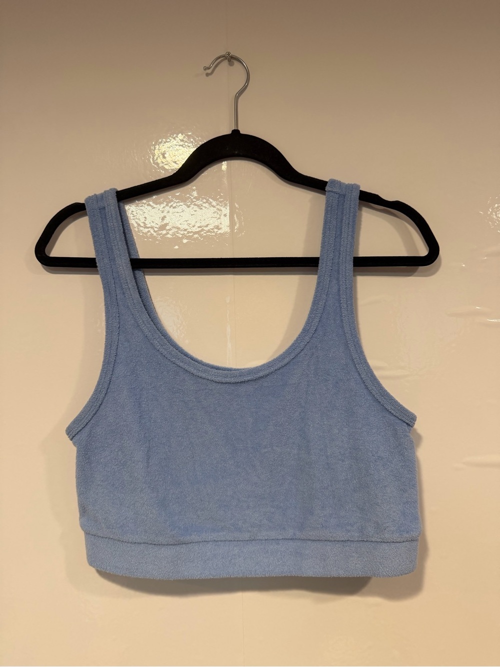 Light Blue Terry Scoop Neck Aerie Crop Tank Top